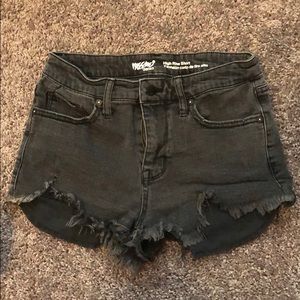 Black stretchy denim shorts